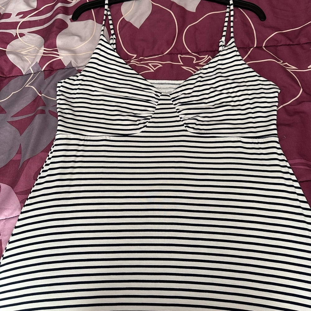 Spaghetti strap maxi dress. Navy blue and white size L.